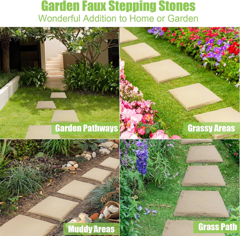 Decorative Garden Stepping Stones – Durable Resin Pathway Pavers for Lawns, Yards & Outdoor Walkways (6/12 Pack)